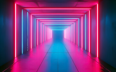 Abstract Background with Blue and Pink Neon Lights.