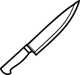 Obraz premium Sharp Chef's Knife Silhouette: A minimalist illustration of a chef's knife with a sleek, sharp blade. This design embodies both precision and the art of culinary perfection.