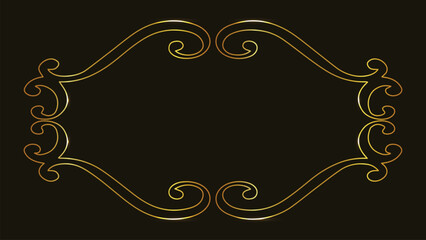 Gold swirl frame. Elegant border. Decorative vector. Stylish design. Ornate illustration. Premium artwork. Creative elements. Classic style. Visual accent. Luxury graphics.  
