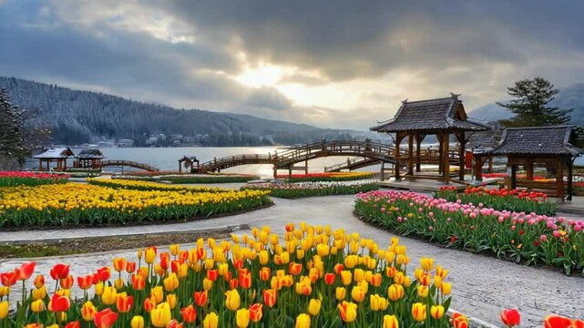 tulip garden and forest hills srinagar kashmir indian landscape video