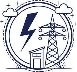 Modern icon representing electric energy and power charging, featuring an outline lightning symbol with editable stroke, surrounded by a circle frame, ... See More