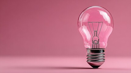 Iluminación, concepto de ideas sobre un fondo rosa, un bombillo de luz en un estudio.