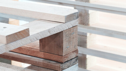 Wooden pallet with a brown center. The pallet is made of wood and is brown in color