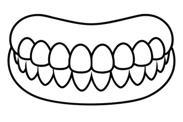 Line Art of Teeth and Gums Forming a Full Mouth Illustration Graphic