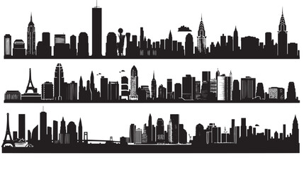 Obraz premium Set of vector cities silhouette
