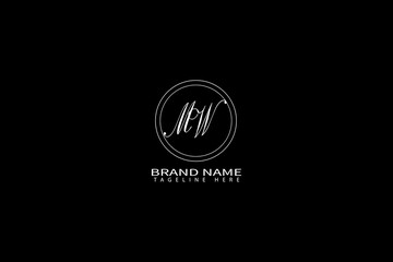 Minimal MW Letter Monogram Logo on Black Background