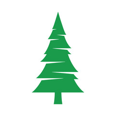 Simple Green Pine Tree Christmas Tree Flat Design Vector Illustration - Nature Holiday Graphic