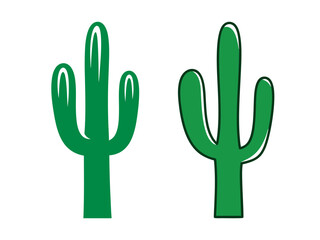Minimalist Saguaro Cactus Desert Plant Flat Design Vector Illustration Set - Nature Icon Graphic