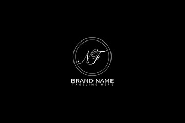 Elegant NF Letter Logo Design on Black Background