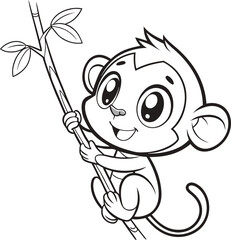 Cute  Playful Monkey Vector Illustration in EPS Format