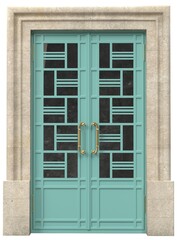 Obraz premium Modern Geometric Double Door with Stone Frame