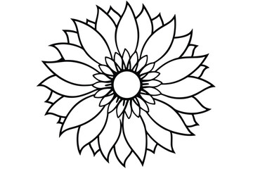 Outlined Daisy Flower Illustration with Bold Petals and Round Center Design Element