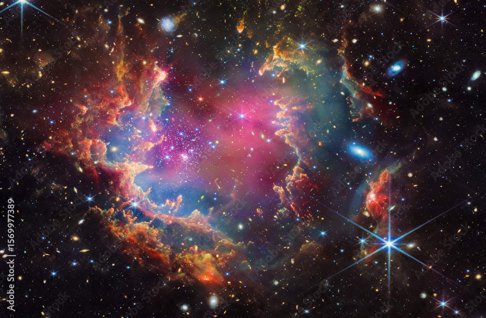 Wall mural ultra-hd deep space image — real astrophotography of nebula, galaxy, supernova, star cluster and cos