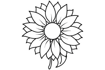 Simple Sunflower Illustration Featuring Delicate Petals and Bold Outlines for Creative Projects