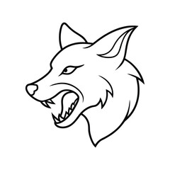 wolf roaring head line art