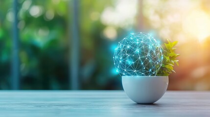 Office Intelligent Devices Connectivity Internet of Things sensors in a smart office, collecting data on environmental conditions and resource usage for optimization