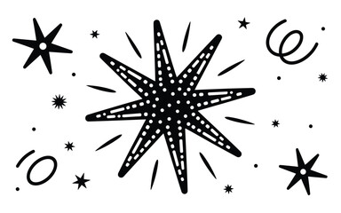 Fototapeta premium Stylized Star Icon Set in Silhouette Vector Format