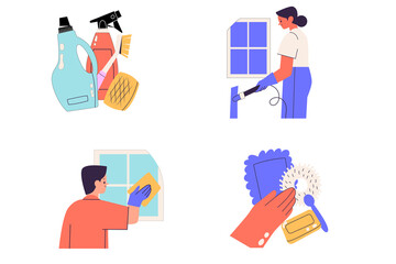 Illustration of cleaners