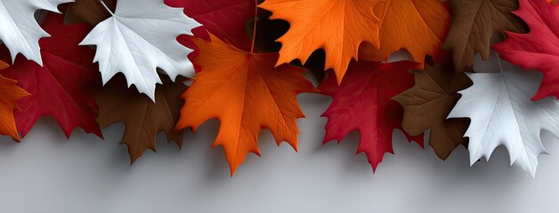 Fototapeta premium Seamless pattern featuring autumn leaves on a textured background with a minimalist watercolor design inspired by nature's beauty