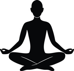 Inner Serenity: A minimalist silhouette captures a person in a yoga pose, embodying tranquility and mindfulness through precise lines and a serene aesthetic.