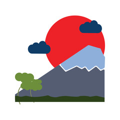 Japan Mount Fuji Vector Illustration 