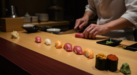 Expert Chef Preparing Authentic Sushi A Culinary Masterpiece