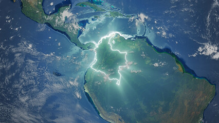 Realistic Earth Glowing Borders Colombia