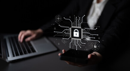 Cyber security system protecting digital infrastructure. Cyber security ensures data safety,...