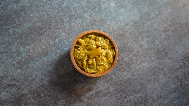 Indian traditional green chili pickle