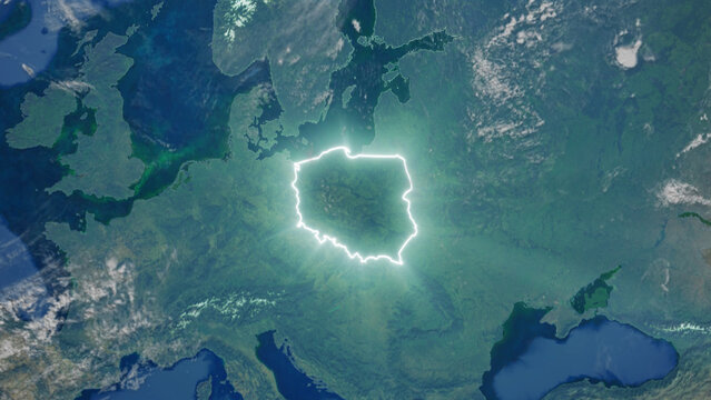 Fototapeta Realistic Earth Glowing Borders Poland