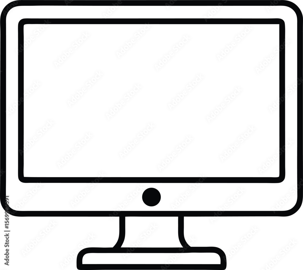 Fototapete Modern Computer Screen: A minimalist outline of a modern computer screen, representing technology and digital communication, perfect for illustrating concepts related to information and innovation.
