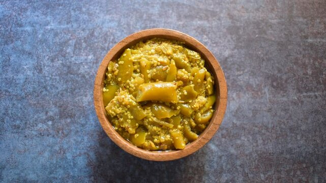 Indian traditional green chili pickle