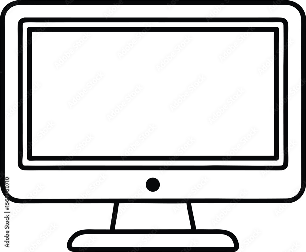 Poster simplified desktop monitor: a minimalist depiction of a modern computer monitor with a clean and unc
