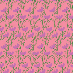 Cute vector floral seamless pattern. Colorful flowers background. Trendy repeat texture for fashion print, wallpaper or fabric.