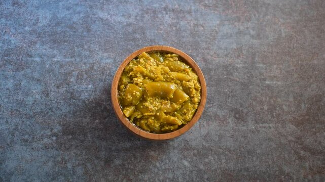 Indian traditional green chili pickle
