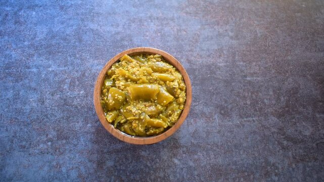 Indian traditional green chili pickle
