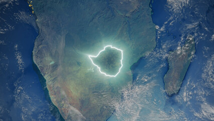 Realistic Earth Glowing Borders Zimbabwe