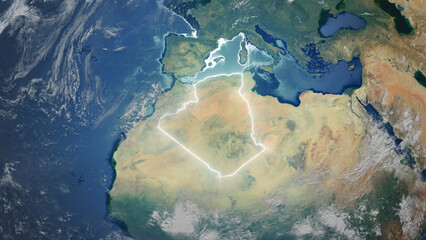 Realistic Earth Glowing Borders Algeria