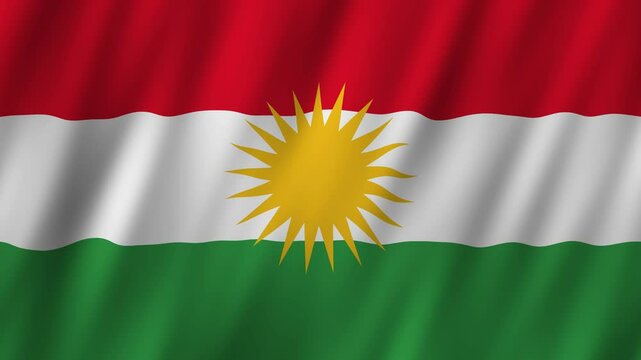 Kurdish flag waving during cultural celebration in the park
