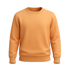 Orange sweatshirt isolated on white background, blank unisex crewneck pullover mockup, casual fashion clothing design template, comfortable warm winter sweater apparel for online shop and branding vis