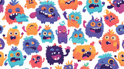 Naklejka premium Adorable Monster Kids Seamless Pattern: Fun, Colorful, Playful Design for Kids' Fabric, Wallpaper, 