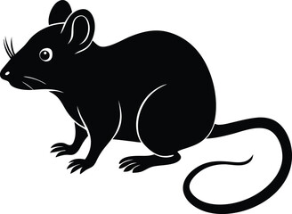 Elegant Silhouette of a Mouse: A minimalist, yet striking depiction of a solitary mouse, its form elegantly rendered in a sleek silhouette with a curled tail. 