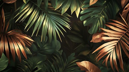 Naklejka premium Lush Tropical Leaves Background. (41)