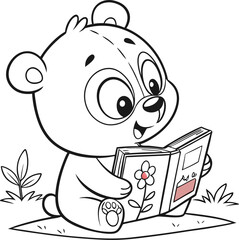 Cute Teddy Bear Cartoon Colouring Image Vector Illustration in EPS