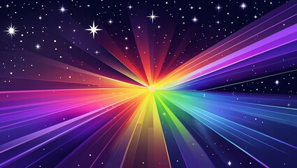 Obraz premium Vector starlight refraction, prism gradients in cosmic rainbow spectrum.