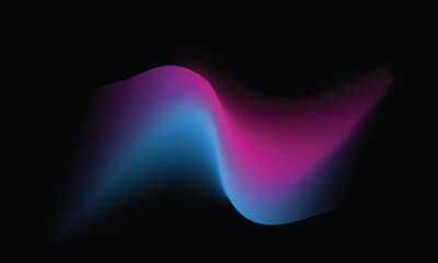 Abstract flowing wave of vibrant magenta and cyan light against a deep black background