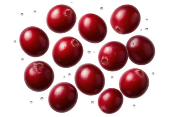 Fresh cranberries isolated on transparent backdrop, vibrant and eye-catching.