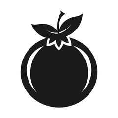 black silhouette Simple Pomegranate the  logo  white background.