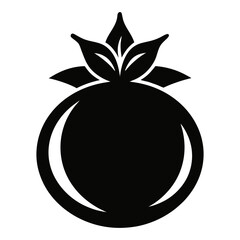 black silhouette Simple Pomegranate the  logo  white background.