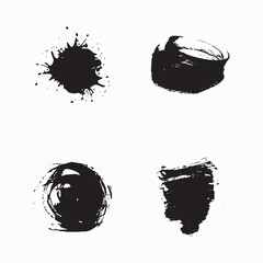 Black ink splash and brush stroke collection.